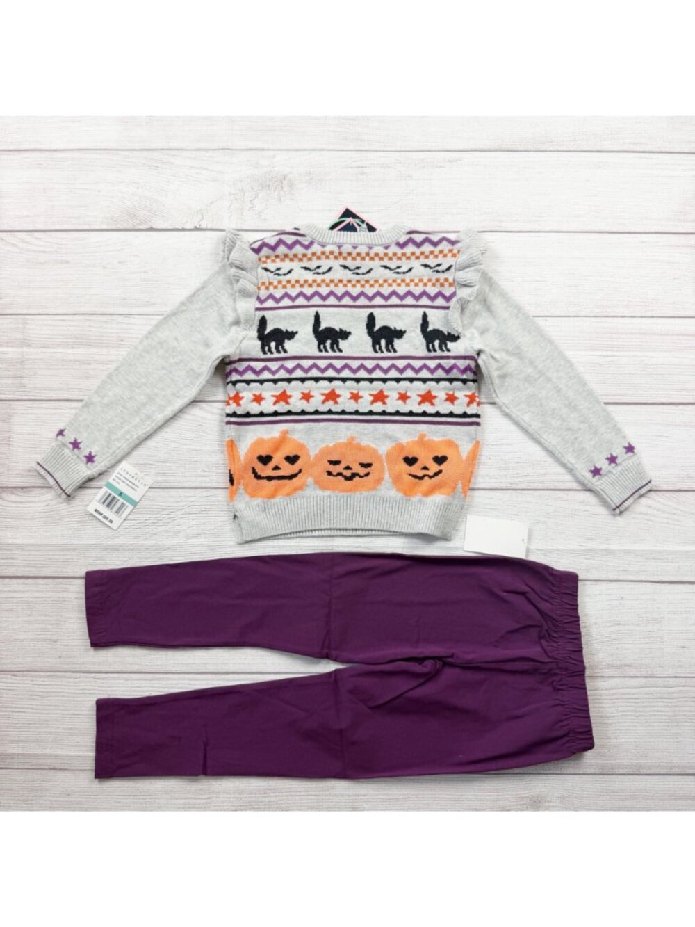 Andy & Evan Glow In The Dark Halloween Sweater Pants Girls Set NWT 5 - Picture 5 of 5